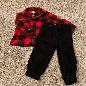 Jumping Beans Plaid & Corduroy Set 18M